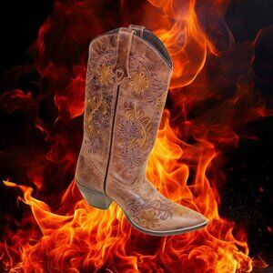 Rawhide Abilene Western Two Tone Earthy Brown Vintage Leather Snip Toe Boot